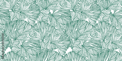 Coral or algae doodle linear seamless pattern.