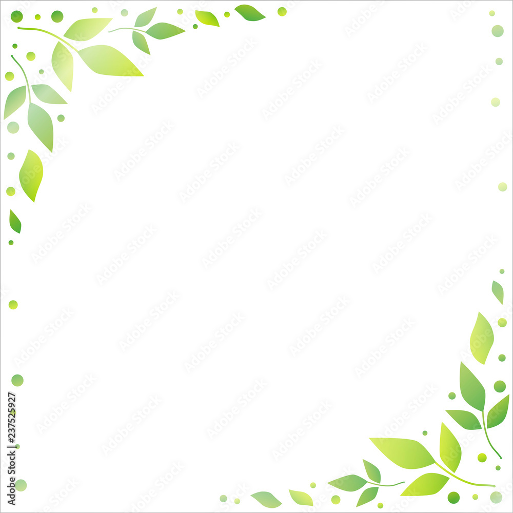White background with decorative edges of green leaves and dots for  decoration, holiday, scrapbooking paper, wedding, invitation, greeting  card, text, gift tag, note paper, decoupage, poster, banner vector de Stock  | Adobe