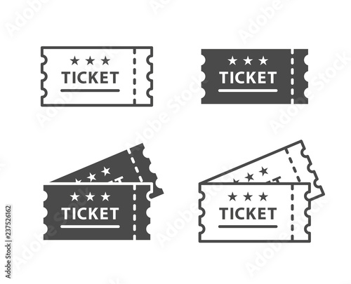 Ticket Icon on Black and White Vector Backgrounds