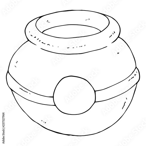 Ceramic tableware icon. Vector illustration of a ceramic pot for baking. Hand drawn honey pot.