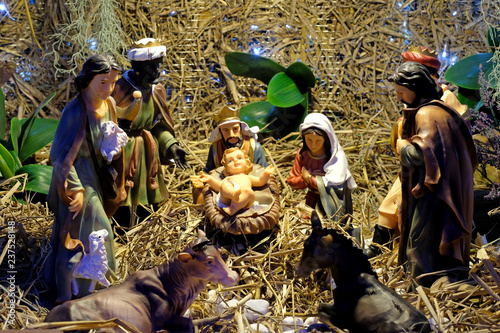 Christmas nativity scene with baby Jesus. © Sunisa