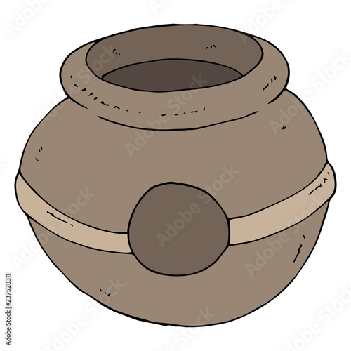 Ceramic tableware icon. Clay pot. Vector illustration of a ceramic pot for baking. Hand drawn honey pot.