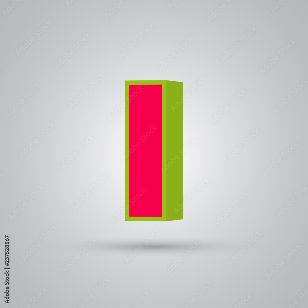 Watermelon 3D vector letter L lowercase. Red font with green border isolated on white background Watermelon 3D vector letter L lowercase. Red font with green border isolated on white background