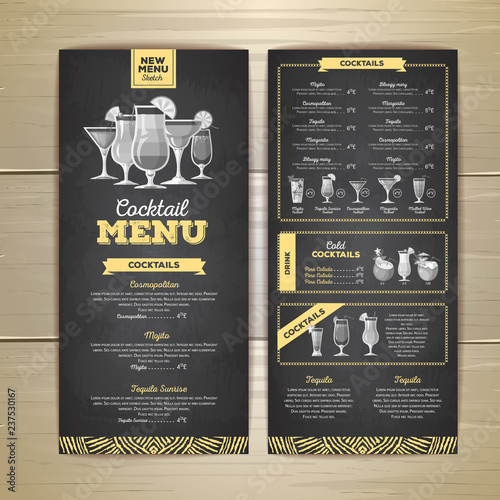 Chalk drawing cocktail menu design. Corporate identity
