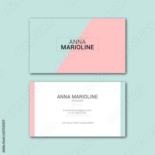 Clean Business Card With Pink and Blue Color Vector EPS