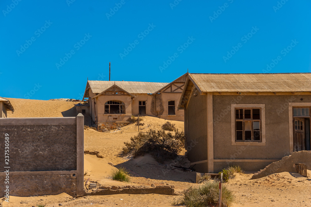 Kolmanskuppe, also known as Kolmanskop, a diamond mining ghost town on the Skeleton Coast of Namibia.