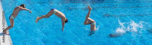 Seven year old boy doing swimming pool  dive