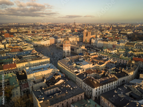 Old Town from a bird's eye view in Krakow, Poland