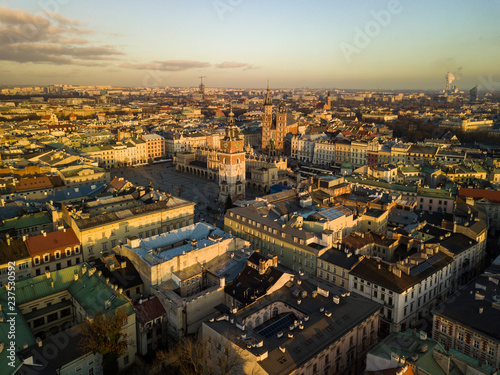 Old Town from a bird's eye view in Krakow, Poland