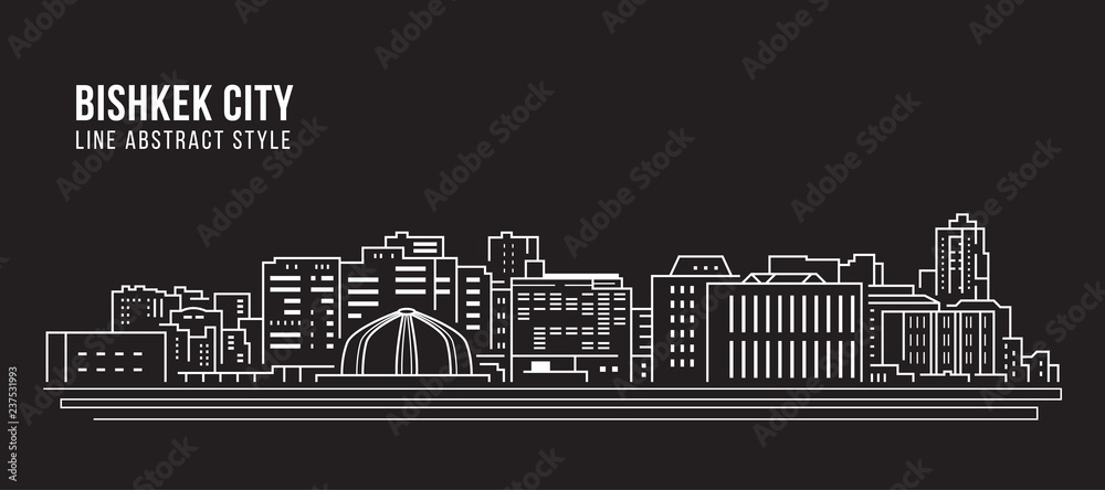 Cityscape Building Line art Vector Illustration design - Bishkek city