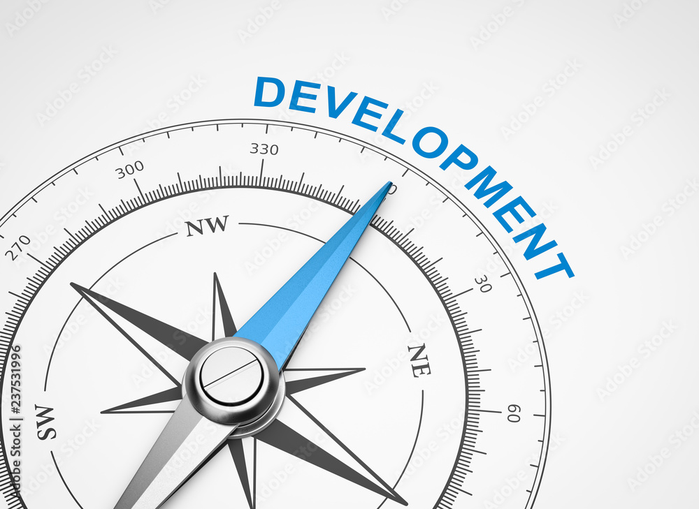 Compass on White Background, Development Concept Compass on White Background, Development Concept