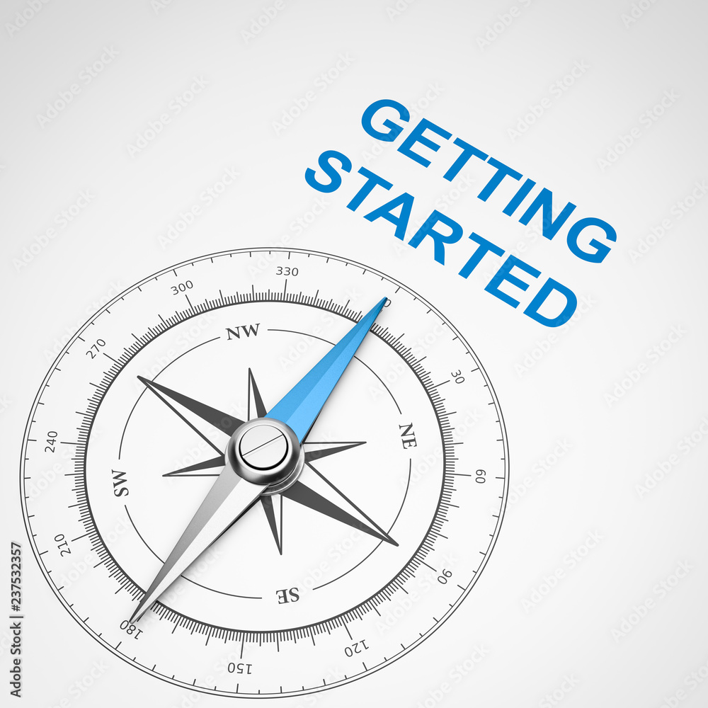 Compass on White Background, Getting Started Concept Compass on White Background, Getting Started Concept