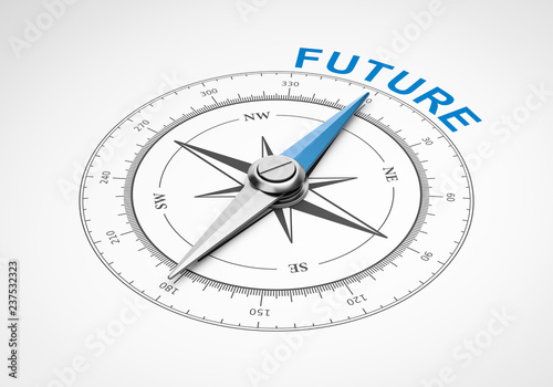 Compass on White Background, Future Concept