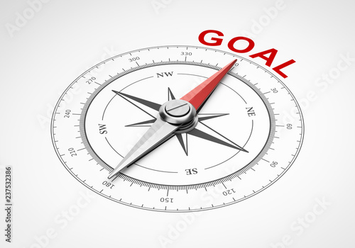 Compass on White Background, Goal Concept