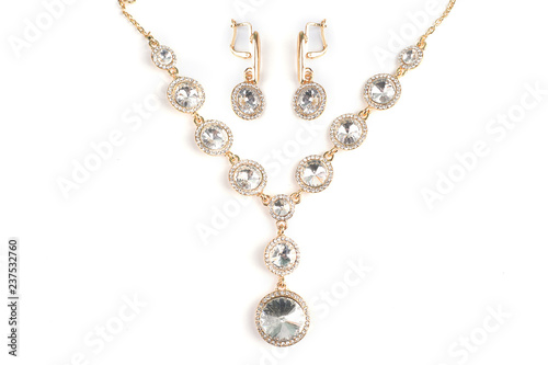 Jewelry pendant on a white isolated background. Jewelery, jewelry. Pendant, earrings, necklace, bezel.