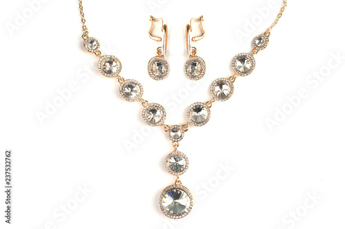 Jewelry pendant on a white isolated background. Jewelery, jewelry. Pendant, earrings, necklace, bezel.