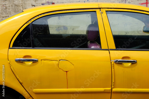 yellow car texture with crack