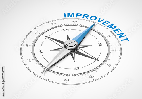 Compass on White Background, Improvement Concept