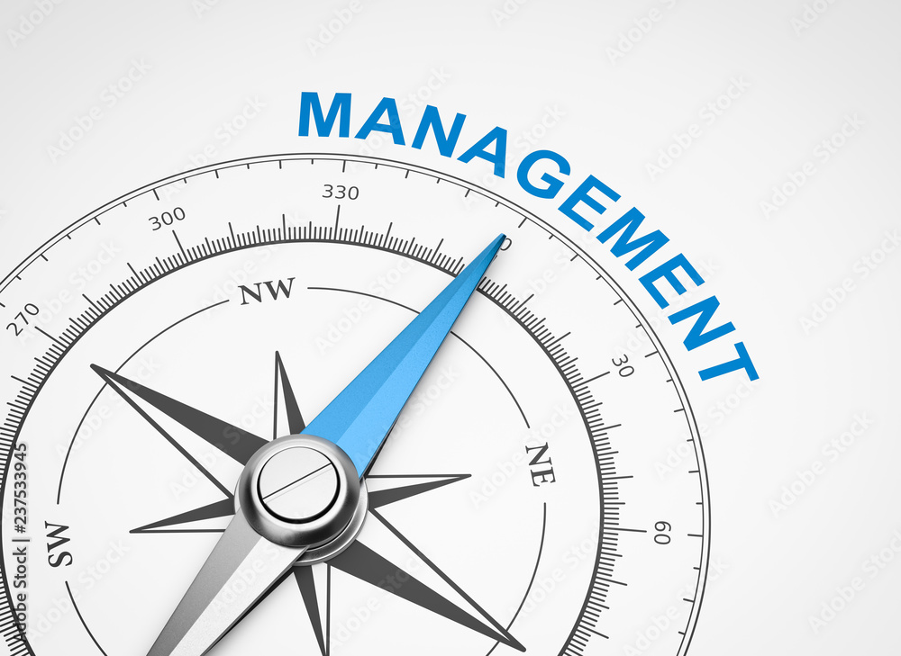 Compass on White Background, Management Concept Compass on White Background, Management Concept
