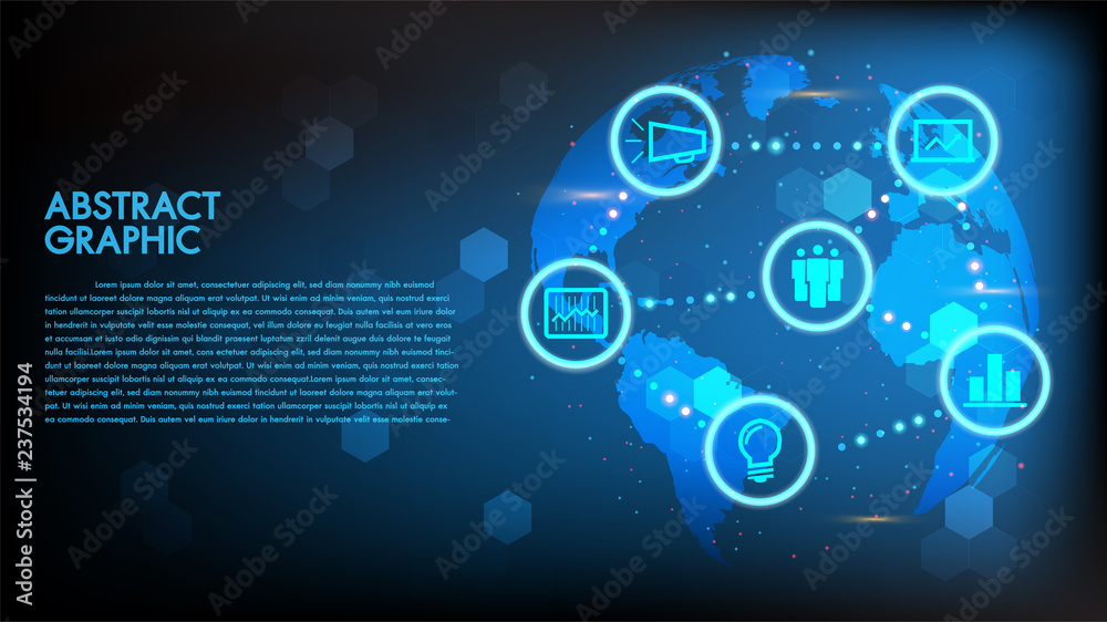 Global Abstract digital business and technology Hi-tech concept world Map background.Vector illustration innovation, science fiction scene with copy space.