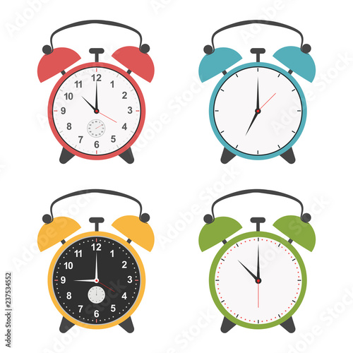 Set of alarm clock icons. Vector illustration.