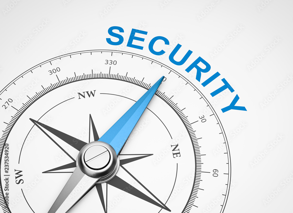 Compass on White Background, Security Concept Compass on White Background, Security Concept