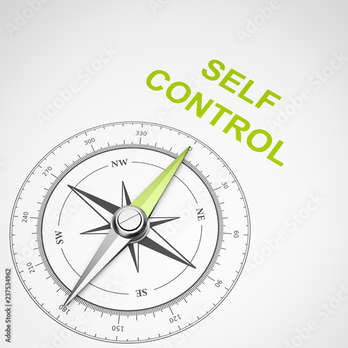 Foto Compass on White Background, Self-Control Concept