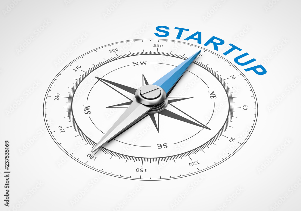 Compass on White Background, Startup Concept Compass on White Background, Startup Concept