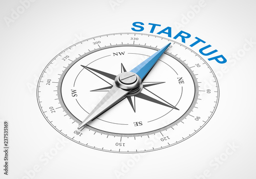 Compass on White Background, Startup Concept