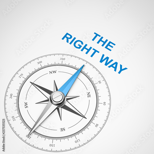 Compass on White Background, The Right Way Concept