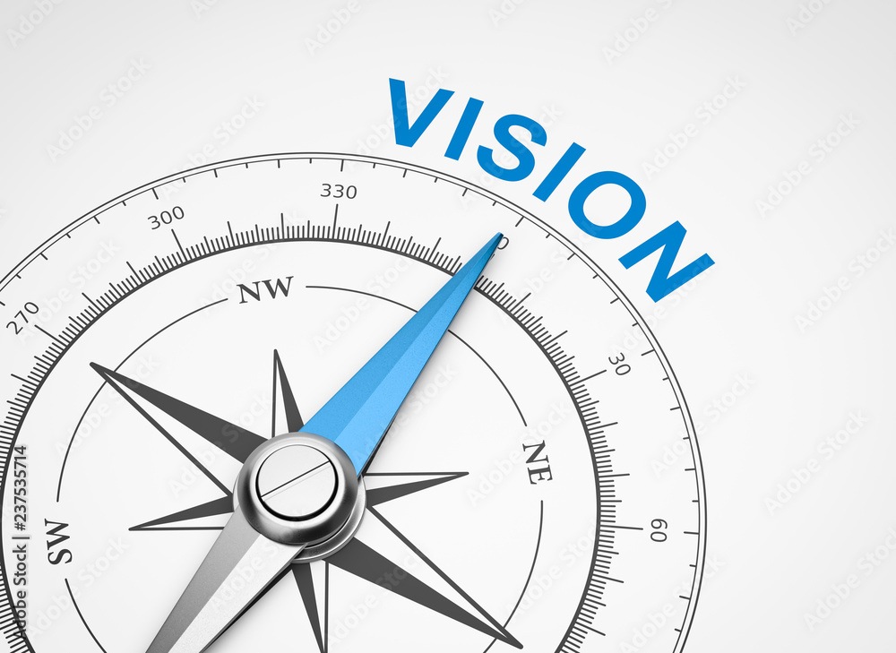 Compass on White Background, Vision Concept Compass on White Background, Vision Concept