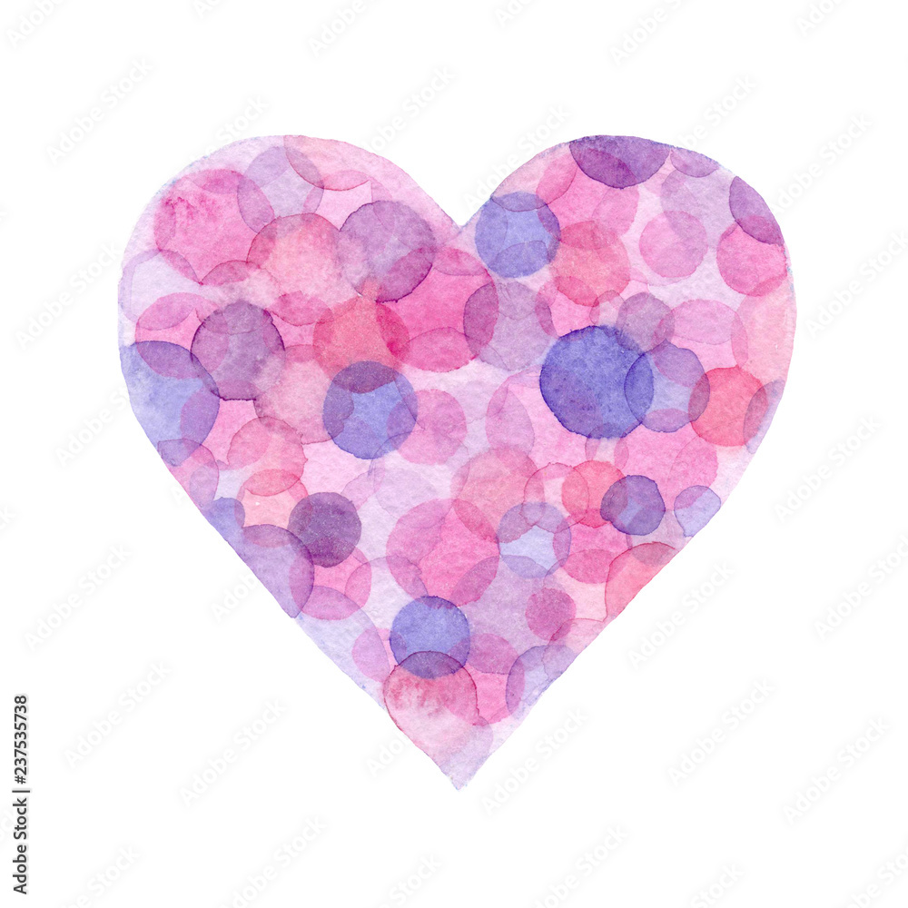 Watercolor heart illustration on white background.
