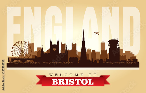 Bristol United Kingdom city skyline vector silhouette