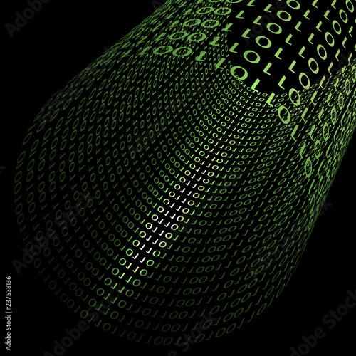 Abstract design-Binary code  cylindrical 3D shape. Technology co