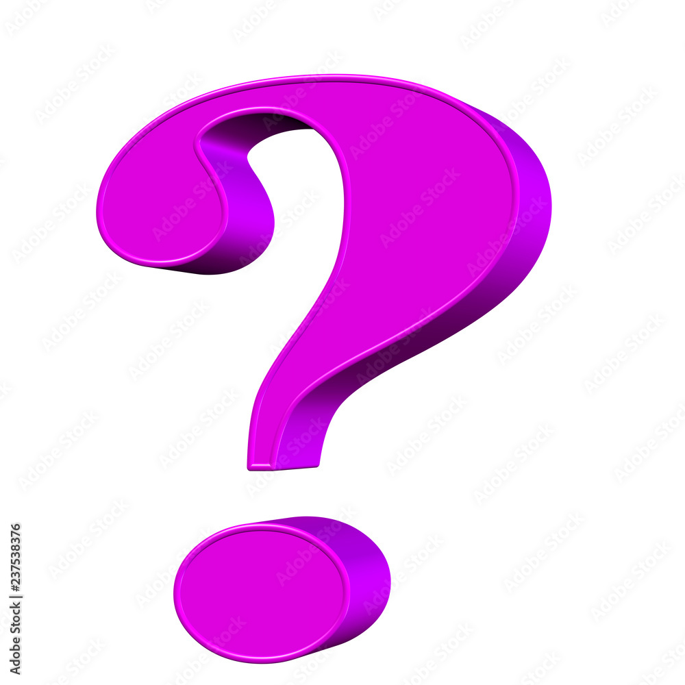 Violettes Fragezeichen vor weißem Hintergrund Violettes Fragezeichen vor weißem Hintergrund