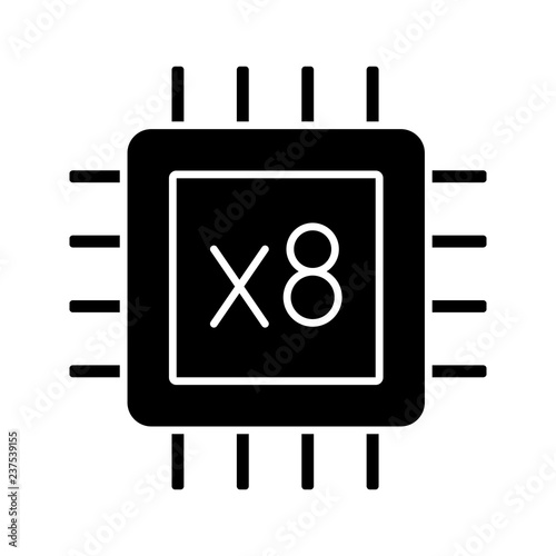Octa core processor glyph icon