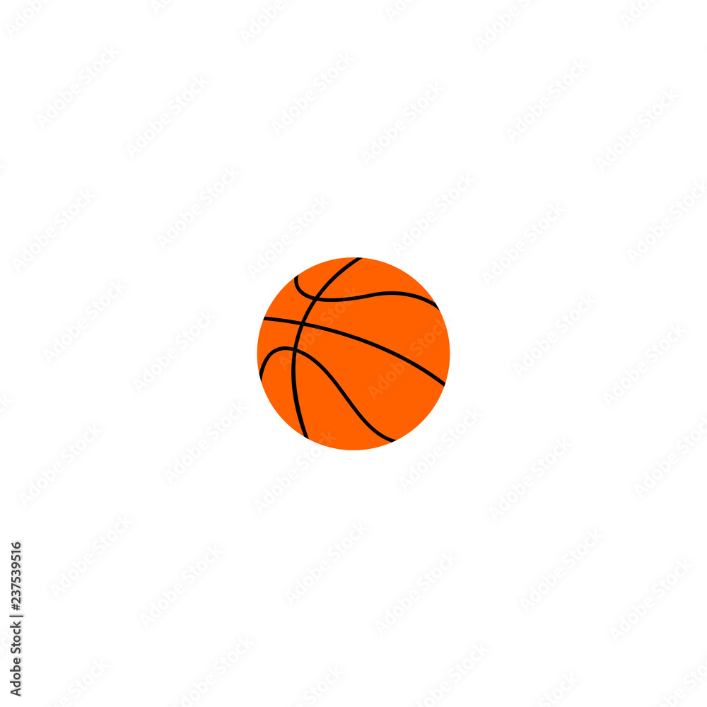 orange flat basketball ball, vector illustration isolated on white background