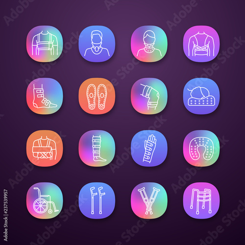 Trauma treatment app icons set