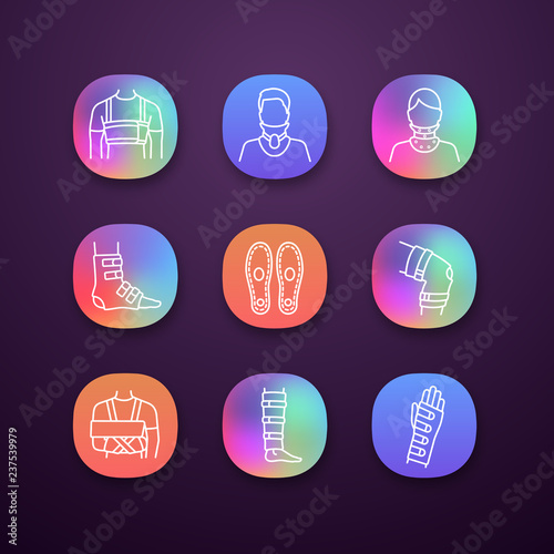 Trauma treatment app icons set