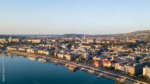 Budapest's morning panorama taken from drone height