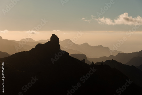 GRAN CANARIA,SPAIN - NOVEMBER 6, 2018: Beautiful landscape of the mountains Roque Nublo