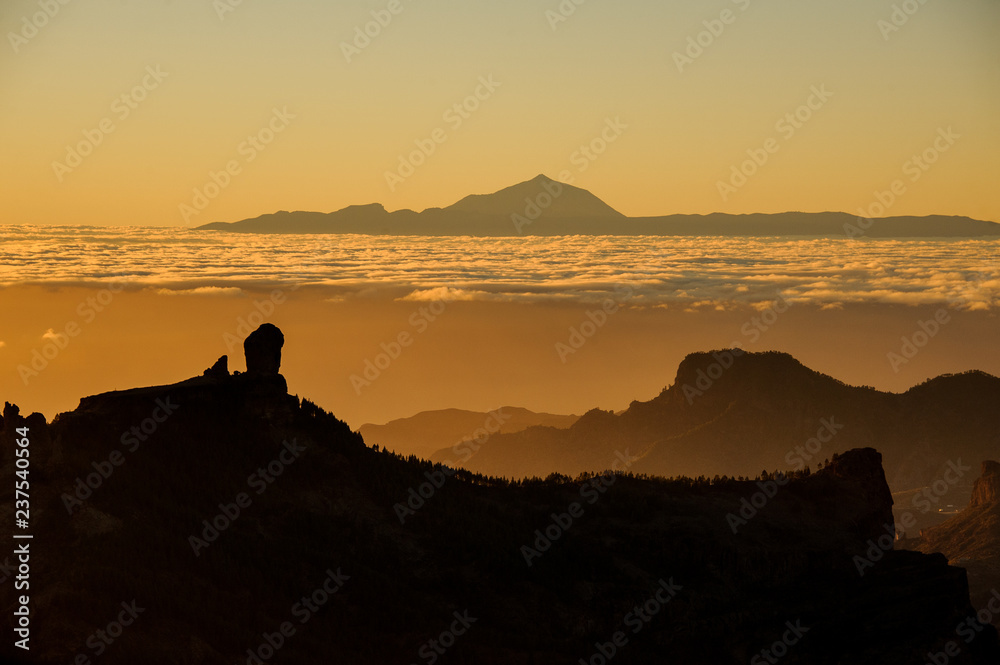 GRAN CANARIA,SPAIN - NOVEMBER 6, 2018: Gorgeous landscape from the mountains Roque Nublo on the Tenerife island