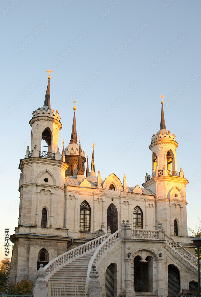 The Church of the Vladimir Icon of the Mother of God  a famous monument of the 18th century russian pseudo-gothic in the village of Bykovo Moscow Region Russia