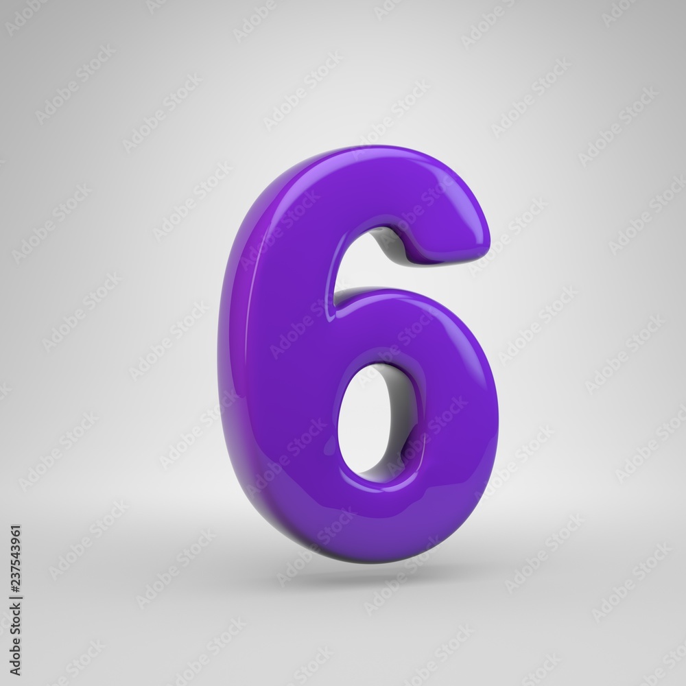 Proton purple color number 6 isolated on white background Proton purple color number 6 isolated on white background