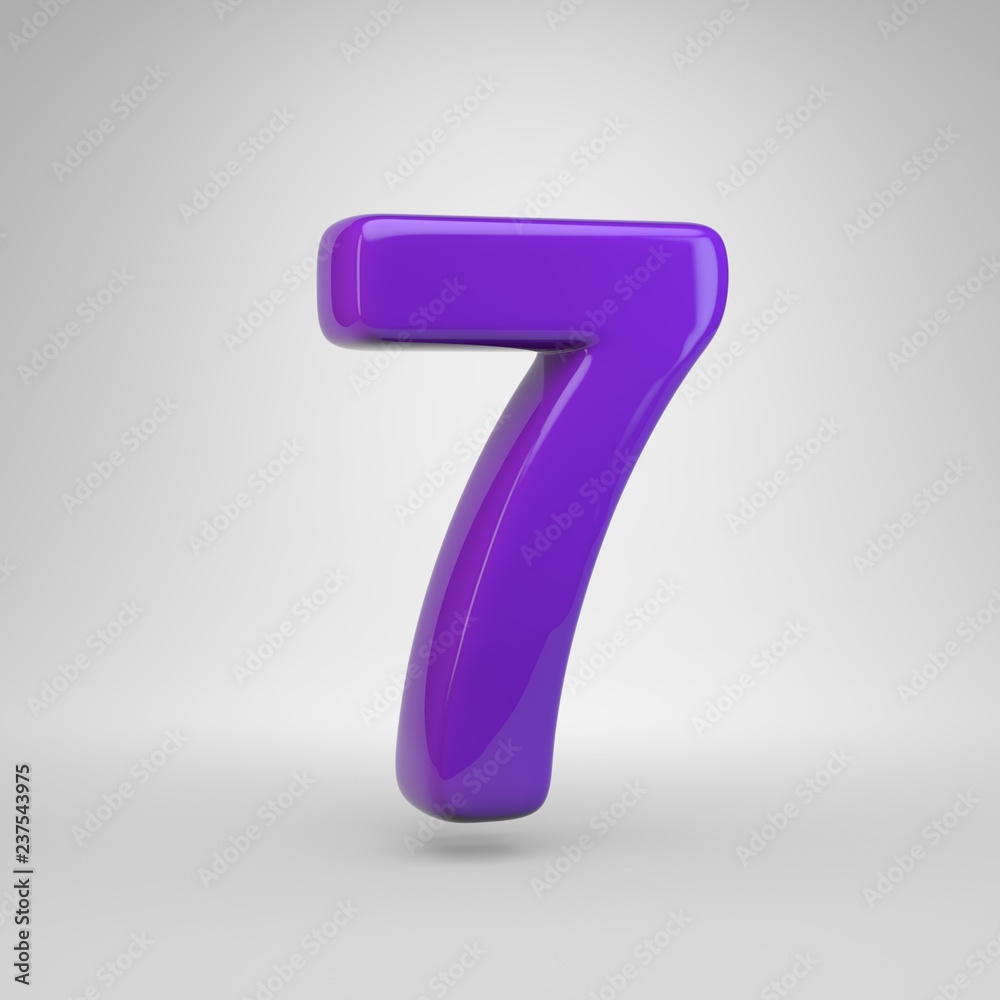 Proton purple color number 7 isolated on white background Proton purple color number 7 isolated on white background
