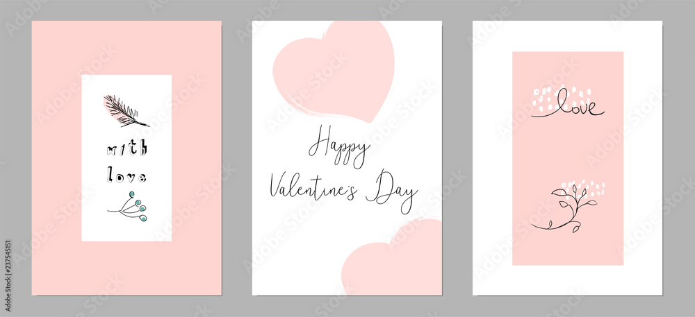 Lovely Abstract Hand Drawn Greeting Cards with traditional symbols of Valentine s Day. Lovely Abstract Hand Drawn Greeting Cards with traditional symbols of Valentine s Day.