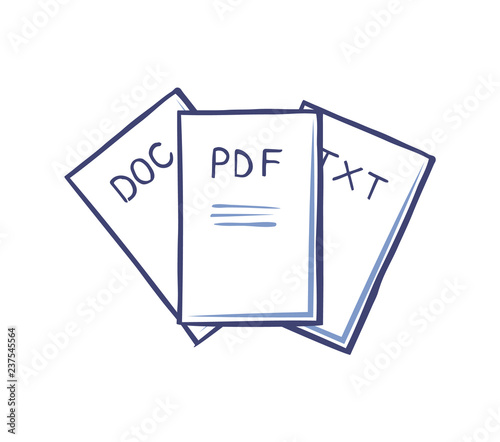 Pdf and Doc Txt Documents Isolated Icons Vector