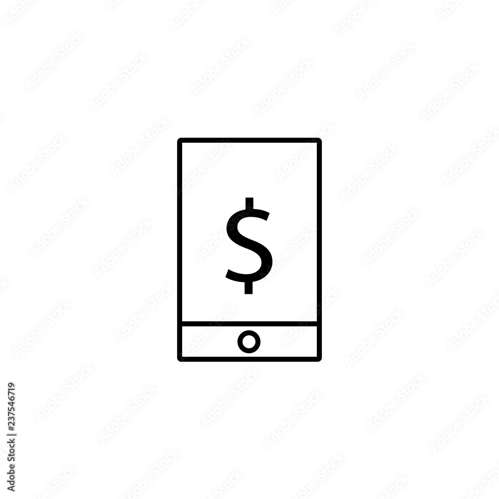 Mobile wallet sign. Dollar on screen phone sign Mobile wallet sign. Dollar on screen phone sign