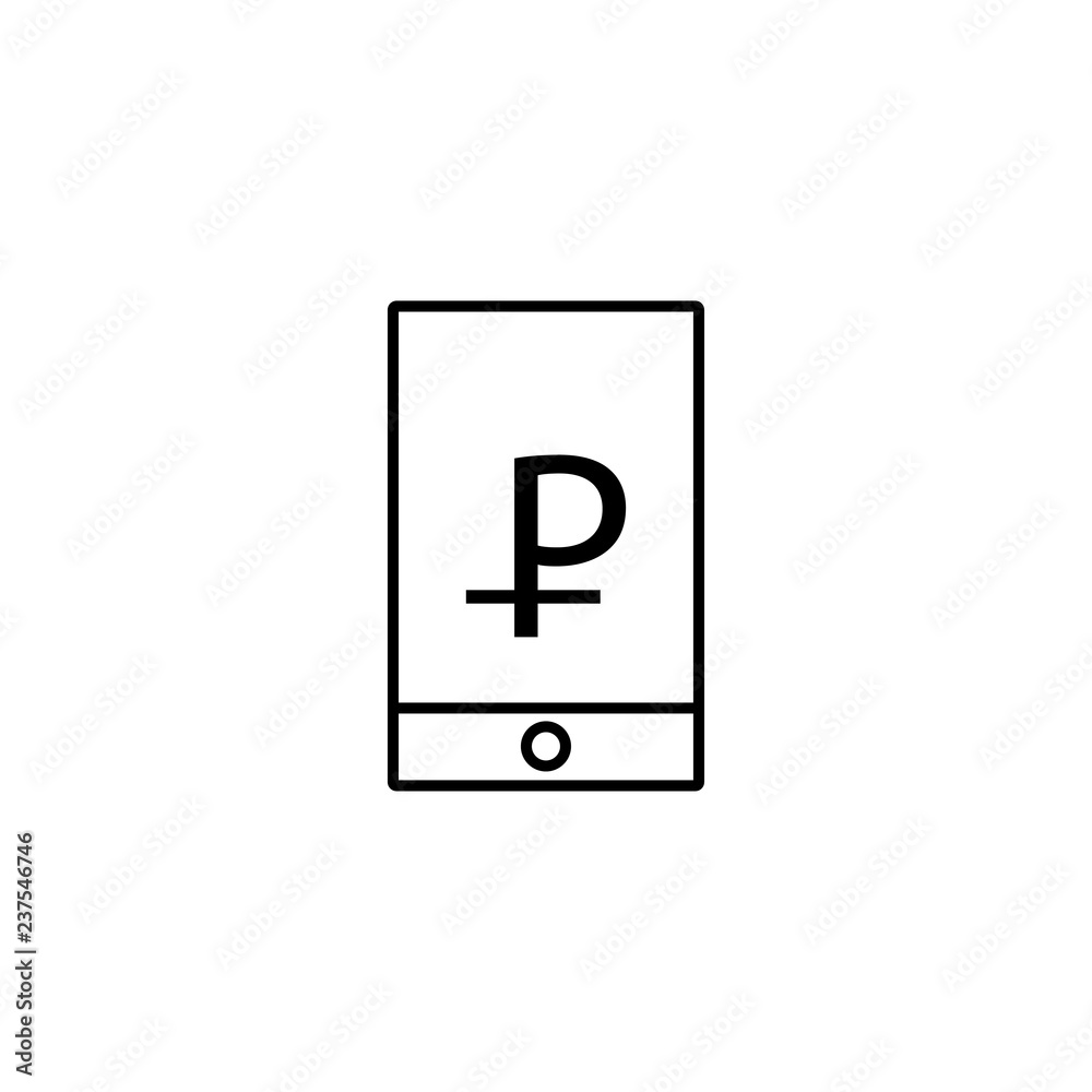 Mobile wallet sign. Russian ruble on the phone sign Mobile wallet sign. Russian ruble on the phone sign