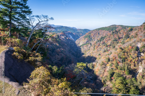 Kuju mountain (Kuju Renzan) around Kokonoe Yume Suspension Bridge (otsurihashi), the most highest suspension bridge for walkway in Japan. photo